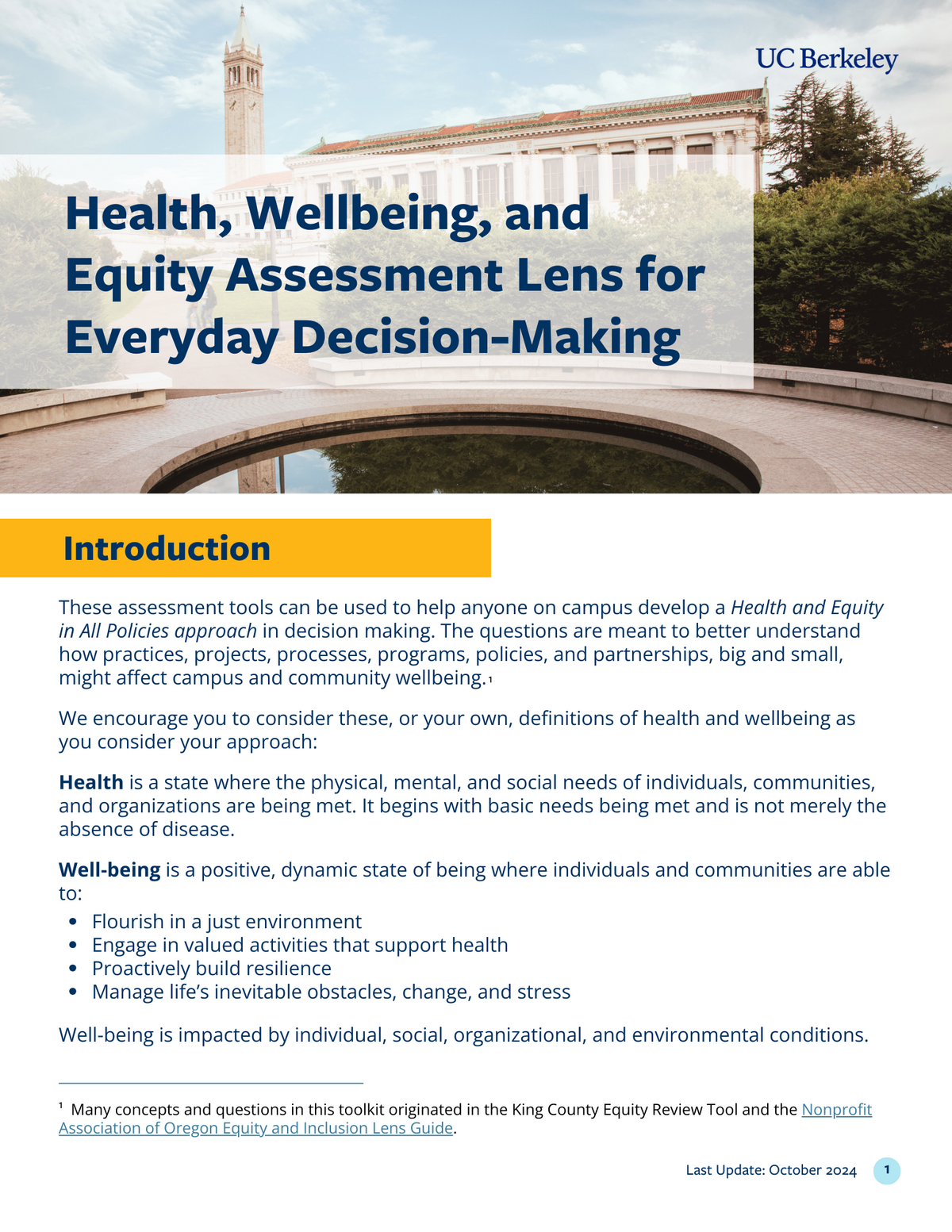 Health, Wellbeing, and Equity Assessment Lens for Everyday Decision-Making